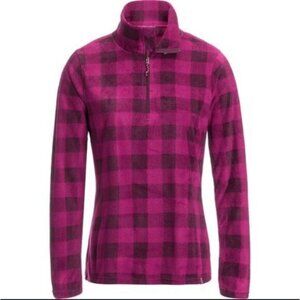 Avalanche Womens M Fairmont 1/4 Zip Fleece Jacket Plaid Pink‎ Black Outdoor